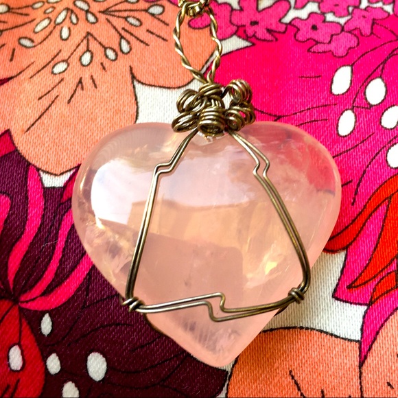 LARGE WRAPPED ROSE QUARTZ SILVER NECKLACE - Picture 2 of 8